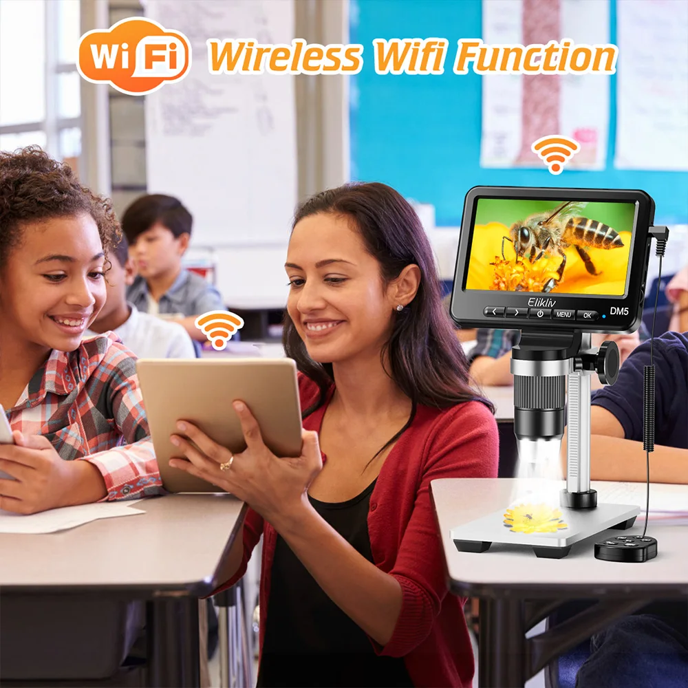Elikliv Dm5 Беспроводной Цифровой Микроскоп 5 Дюймов 1000-кратное Увеличение 1080p Hd Для