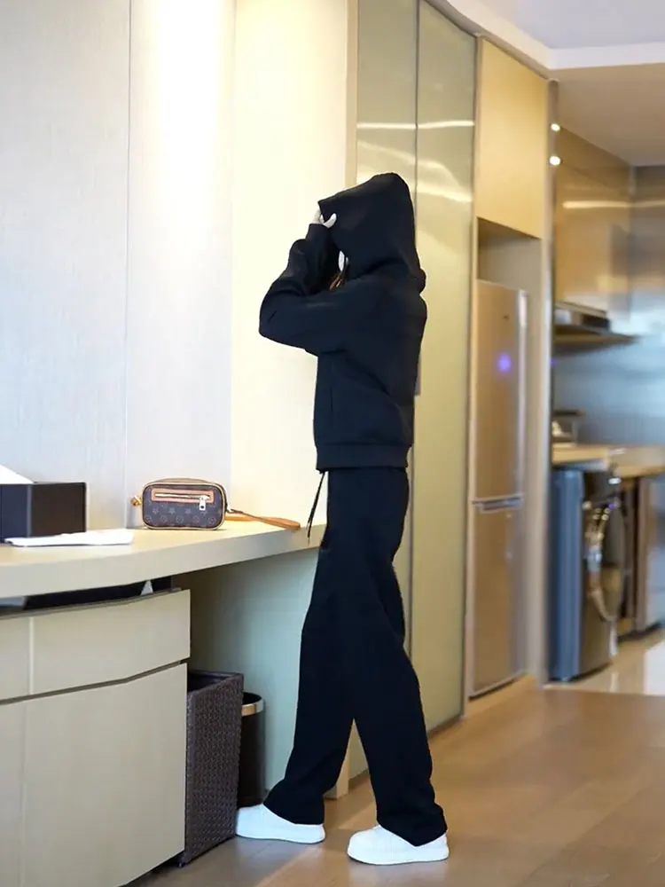 Женский Повседневный короткий свитшот и брюки в стиле ретро однотонный