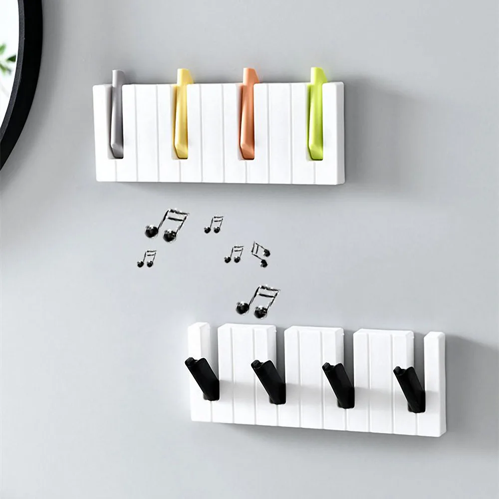 

Creative Punch-free Piano Hook Bathroom Adhesive Storage Hook Porch Door Back Key Hanger Rack Key Holder Household Organization