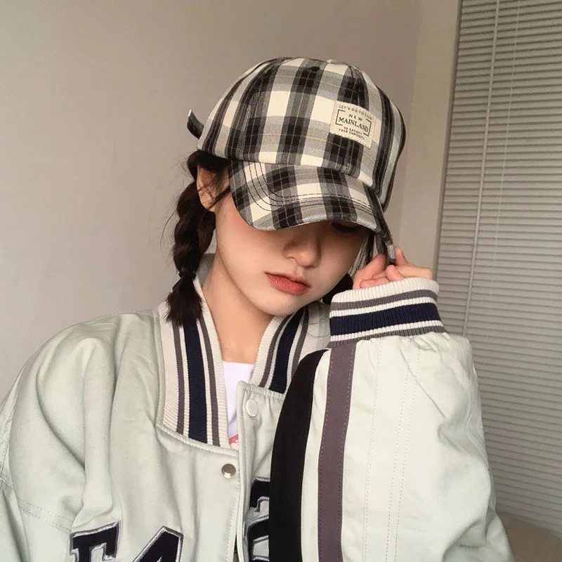 New Baseball Cap Women Black Red Plaid Spring Summer Hat Men Cotton Bone Snap back Hip Hop Cap For Men Unisex Brand High Quality