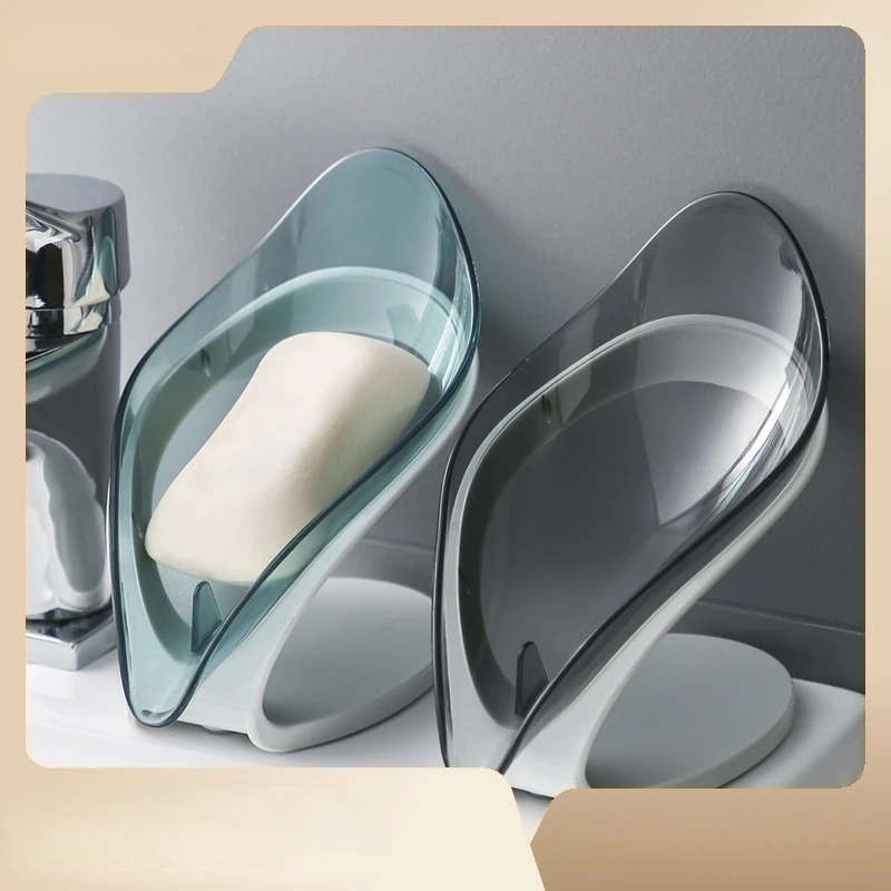 

Simple Creative Leaves Soap Box Bathroom Shower Soap Holder with Drain Hole Free Suction Cup Shelf Bathroom Convenient Supplies