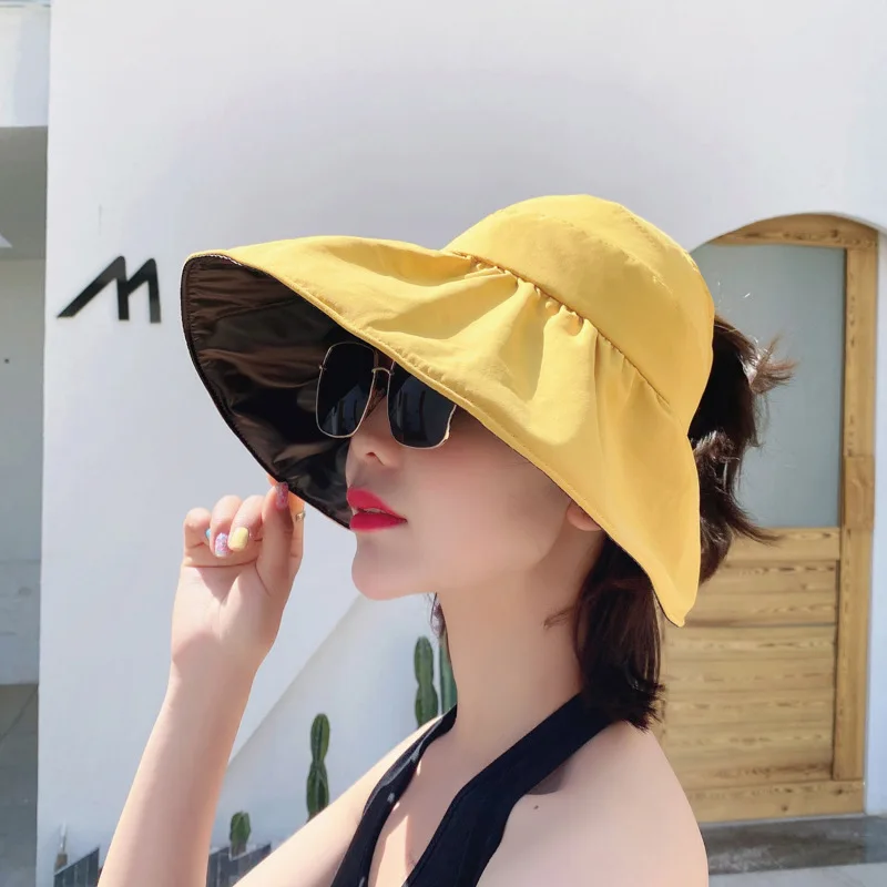 

Sparsil Women Summer Hat Big Brim Foldable Sunscreen Beach Hat