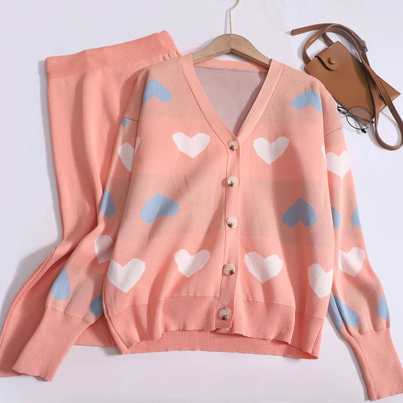 

Женский трикотажный костюм из двух предметов, кардиган с V-образным вырезом и юбка с высокой талией и пряжкой в Корейском стиле, Осень-зима 2023