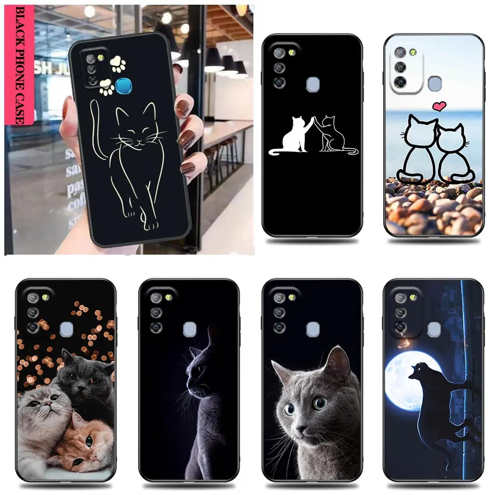 

Cute Funny Cat Line Art Funfas Case for Tecno Infinix Hot Note 8 9 10 10i 10S 11 11S 7 8i S5 SMART 4 5 6 POVA2 Pro PLAY Cases