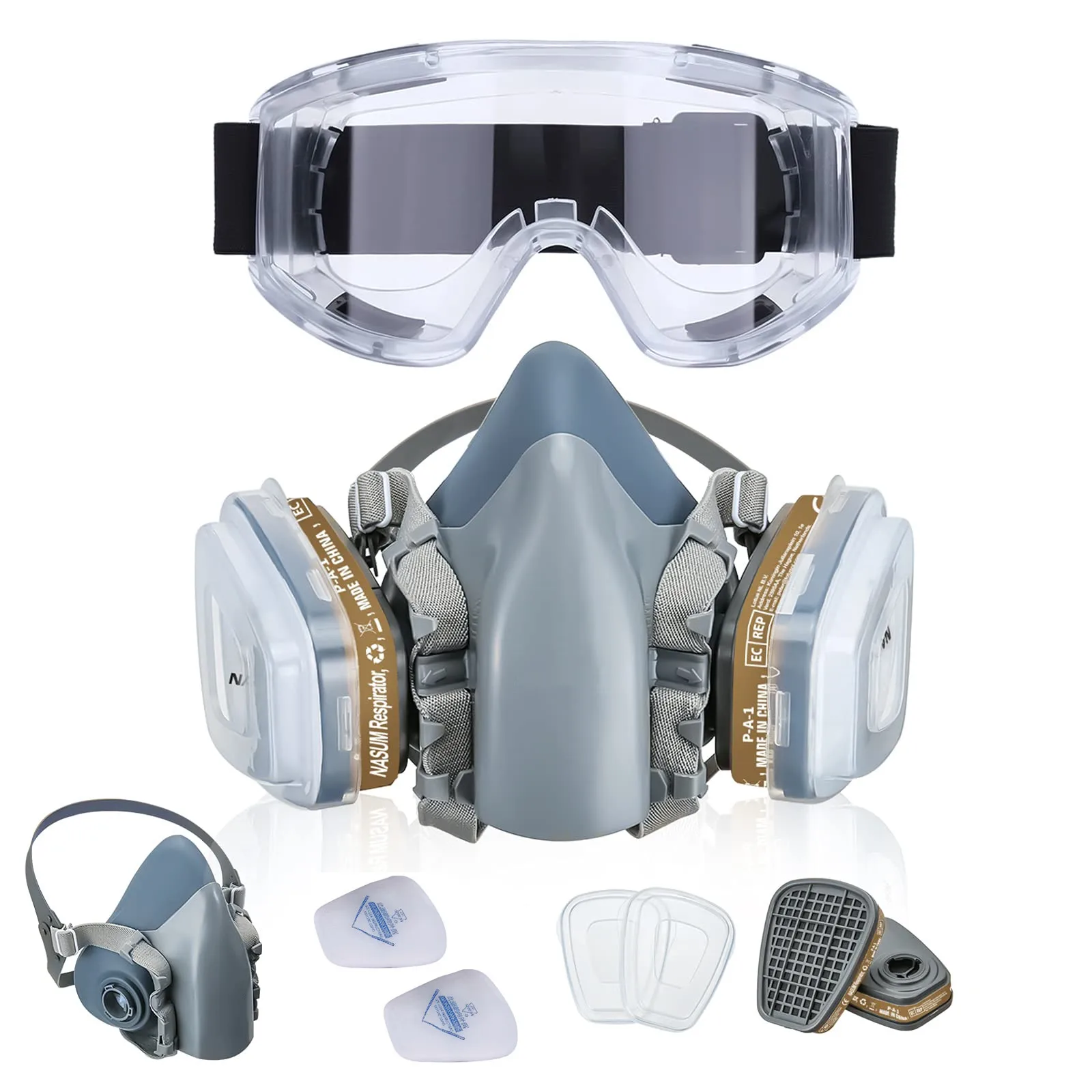 

Противогаз с фильтрами, защитные очки с активированным углем для распыления краски, пестицидов, украшения, формальдегида