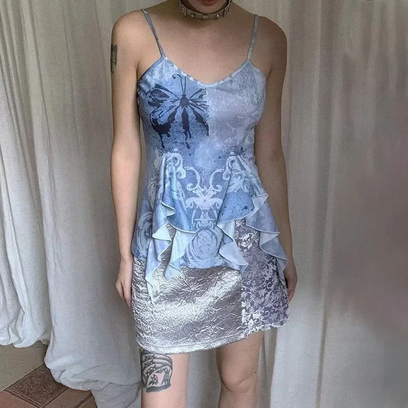 Винтажная Майка Karrram Y2k топы в японском стиле Харадзюку майки 1920-х годов