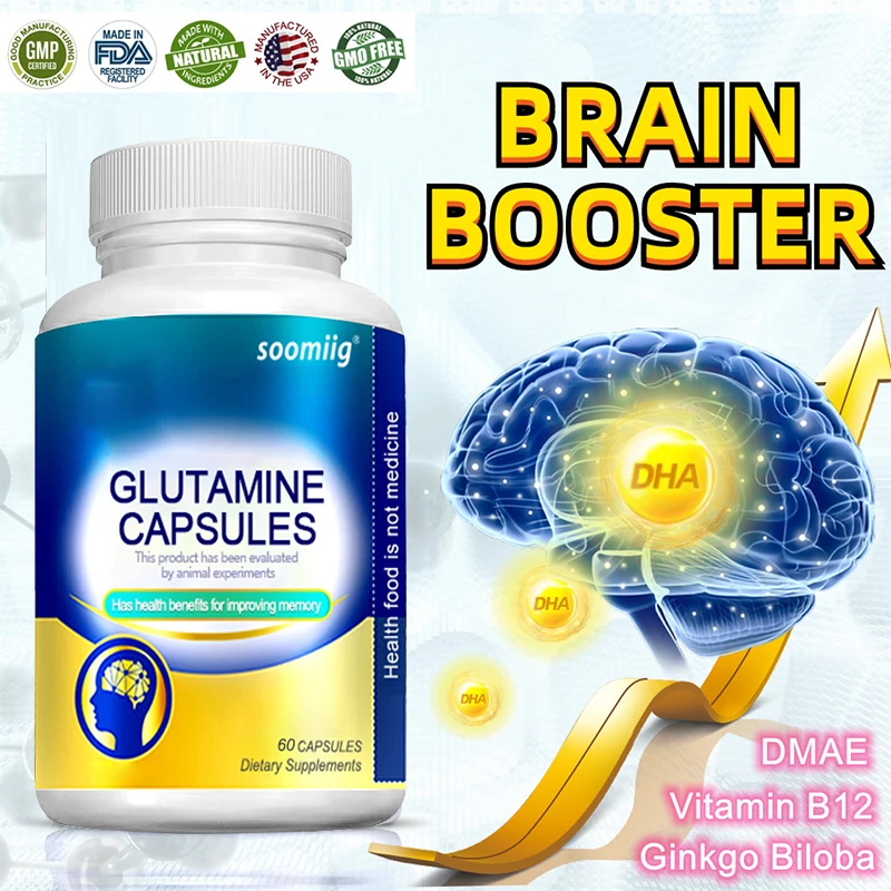 Soomiig Glutamine Capsules Enhance Brain Function, Enhance Memory, Focus, Enhance Spirit, Increase IQ, Free Shipping