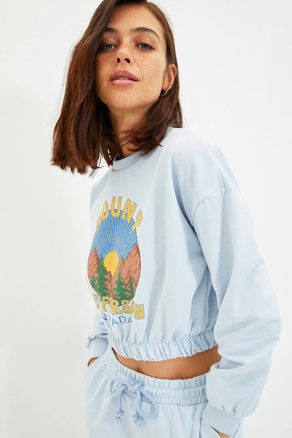 

Light Blue Printed Knitting Sweatshirt Top Trend Fashion Female CLOTHING WOMEN CLOTHES SWEATSHIRTS HOODIES FOR WOMEN 139366519