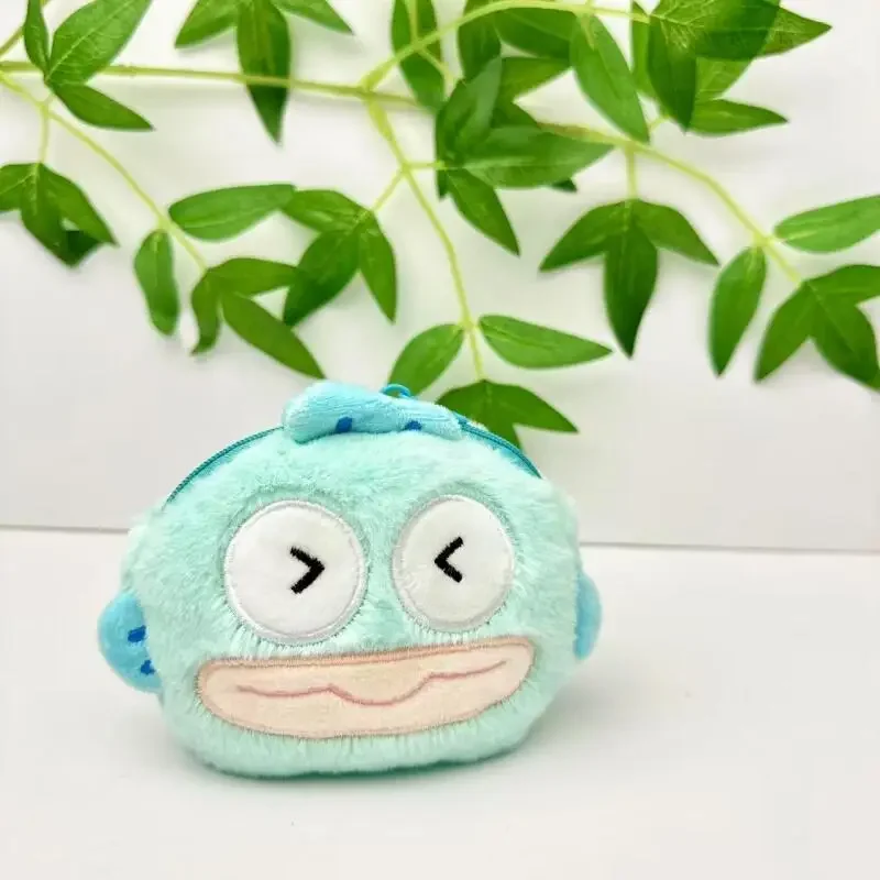 Фото Плюшевый кошелек-монетница Sanrio Hangyodon 9 см, сумка для карт, подвеска на рюкзак, брелок, двухслойная молния, подарок для друзей на праздник №3