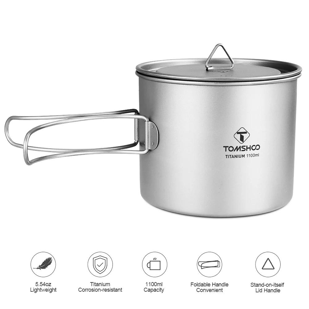 

Tomshoo Outdoor 1100ml Titanium Cup Ultralight Camping Picnic Cup Hiking Climbing Backpacking 5.7oz Tableware