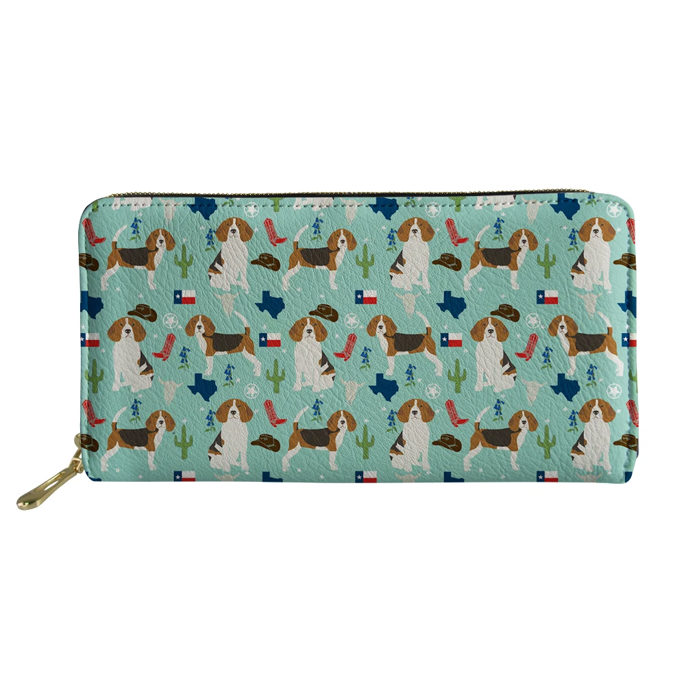 Cartoon Basset Hound Dog Print Long Wallets Lightweight Teenager Zipper Money Bag Portable Woman Card Case Cover Portfel Damski