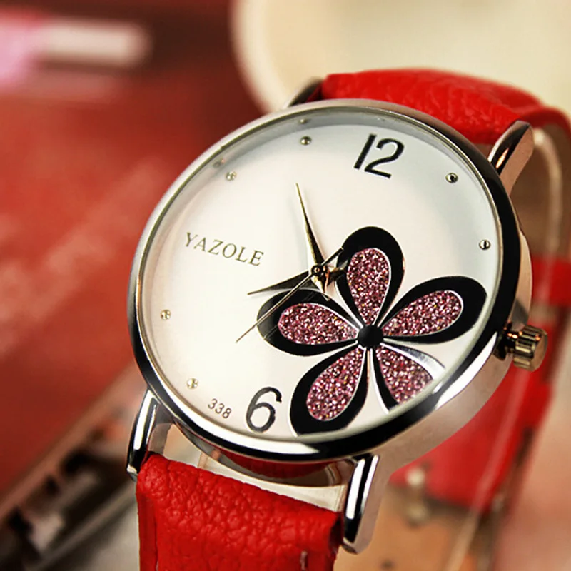 

Simple Design Watch Women Leather Metal Flower Wristwatches Fashion Casual Women's Quartz Watches New 2023 Relogio Feminino