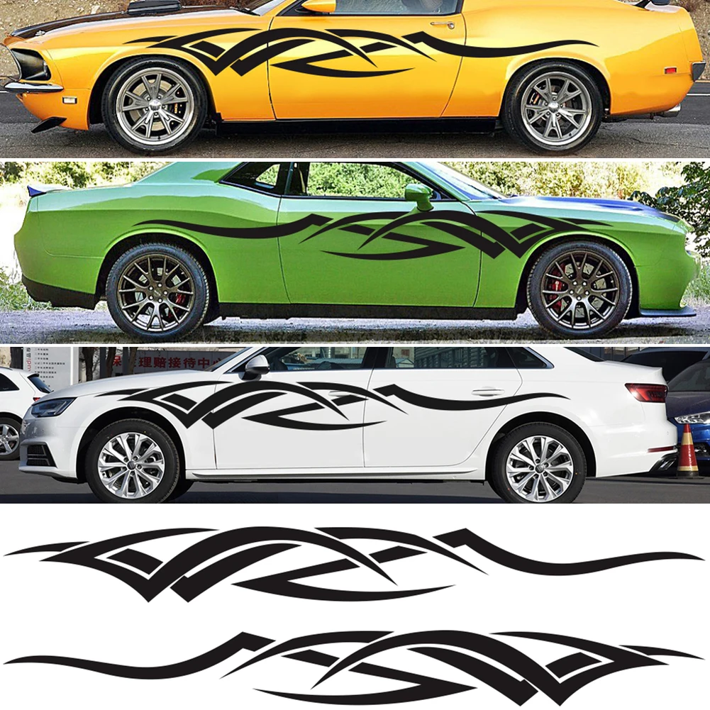 

2PCS Car Side Stripes Side Stripe Skirts Graphics Vinyl Sticker For Mercedes-Benz W163 W164 AMG Racing Sport Car Side Sticker
