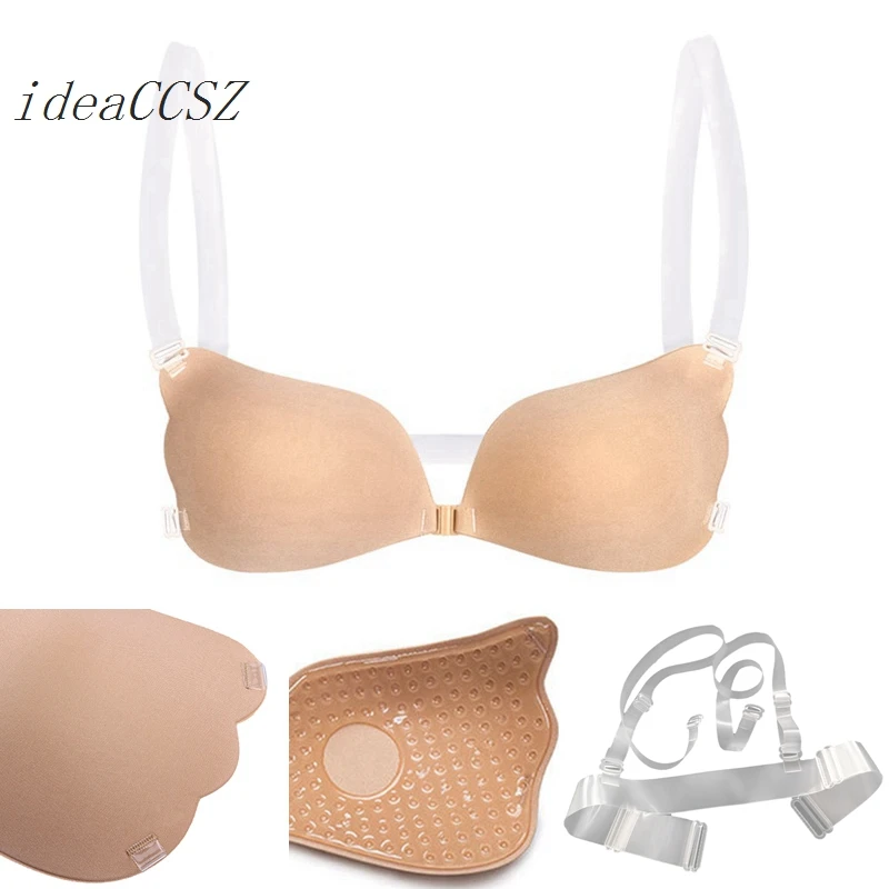 

Silicone Bra Push Up Bra Backless Lingerie Magic Bra Fly Wedding Bras Sexy Female Invisible Bra Push High BH Breathable Plus E F