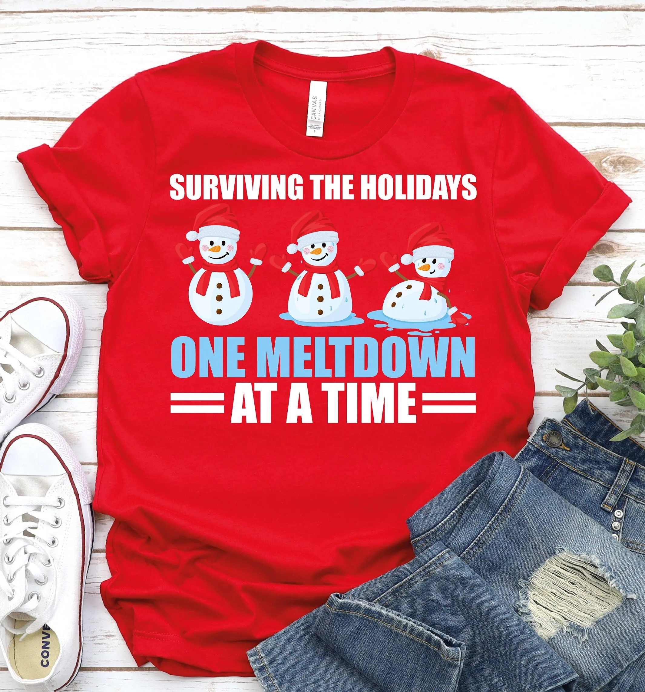 Забавная Рождественская футболка для выживания праздников одного расплава за