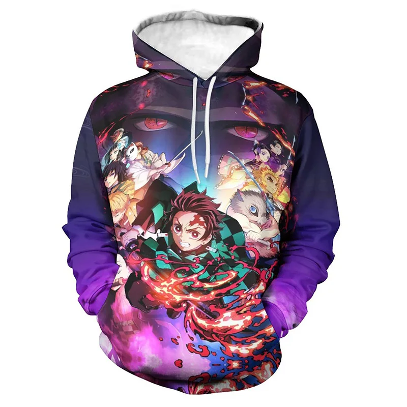 

Popular Demon Slayer Sweatshirt Hood Streetwear Harajuku Men's Hoodies Anime kimetsu no yaiba Women Clothing Hooded Tops