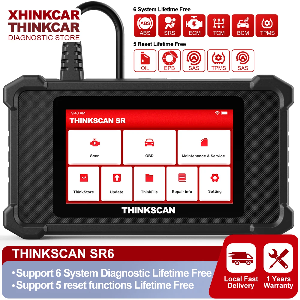 

THINKCAR THINKSCAN SR6 Automotive OBD2 Scanner For Car Scan Tools 6 System Diagnostics 5 Reset Vehicle Code Reader Auto Scanner