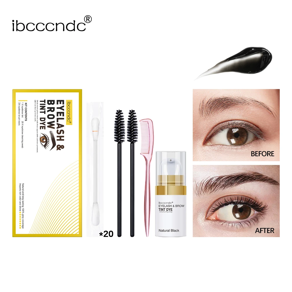 

Lash & Brow Color Kit Semi-Permanent Eyebrow Dye Eye Brow Tinting Gel Brown Black Tattoo Tint Cream with Cleaning Tools Brush
