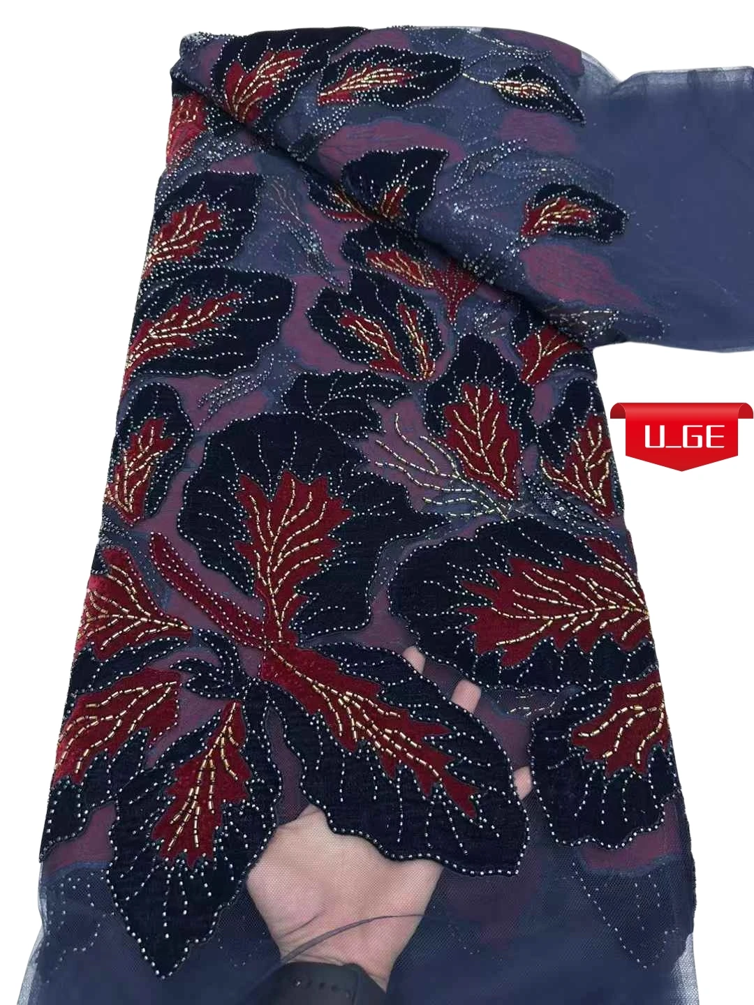 Бархатная кружевная ткань U_Ge5898 для свадебных платьев