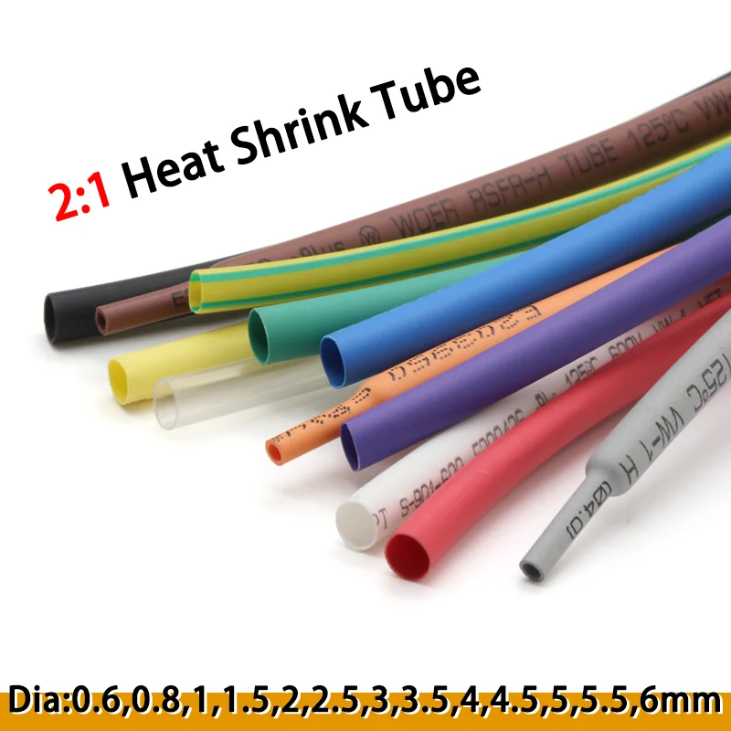 

2M Heat Shrink Tube Dia 0.6 0.8mm 1mm 2mm 3mm 4mm 5mm 6mm PE 2:1 Ratio Insulated Cable Sleeve Wire Wrap Electric Cable Repair