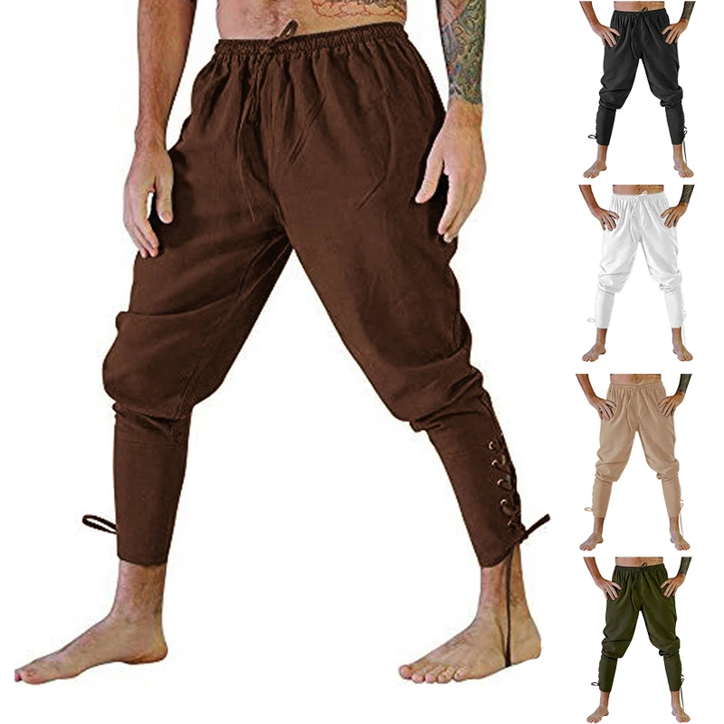 

Medieval Renaissance Pants for Men Solid Halloween Party Trouser Men Retro Prince Cosplay Costume Trousers Men Stage Performance