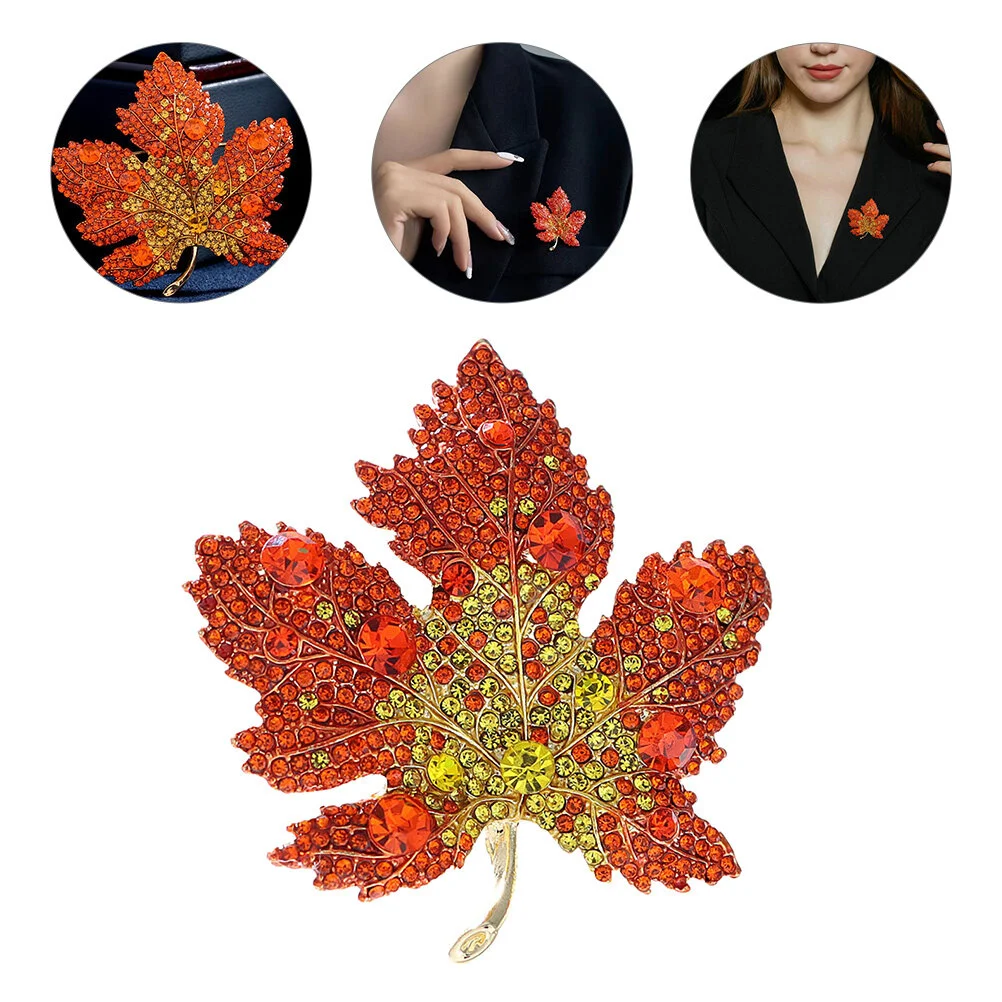 

Maple Leaf Brooch Corsage Prom Fall Brooches Women Thanks Giving Decor Jewelry Pin Gifts Friends Female Alloy Clips Miss