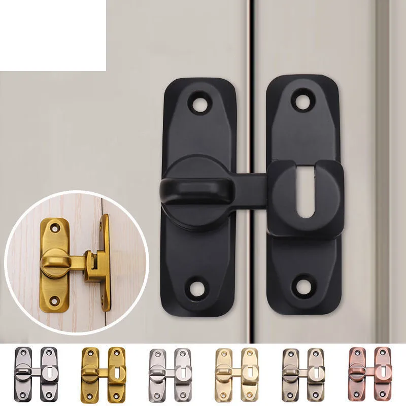 

90°/180° Dual Purpose Anti-theft Buckle Door Buckle Sliding Door Latch Flat Door Lock Buckle Hasp Door Bolt No Punch