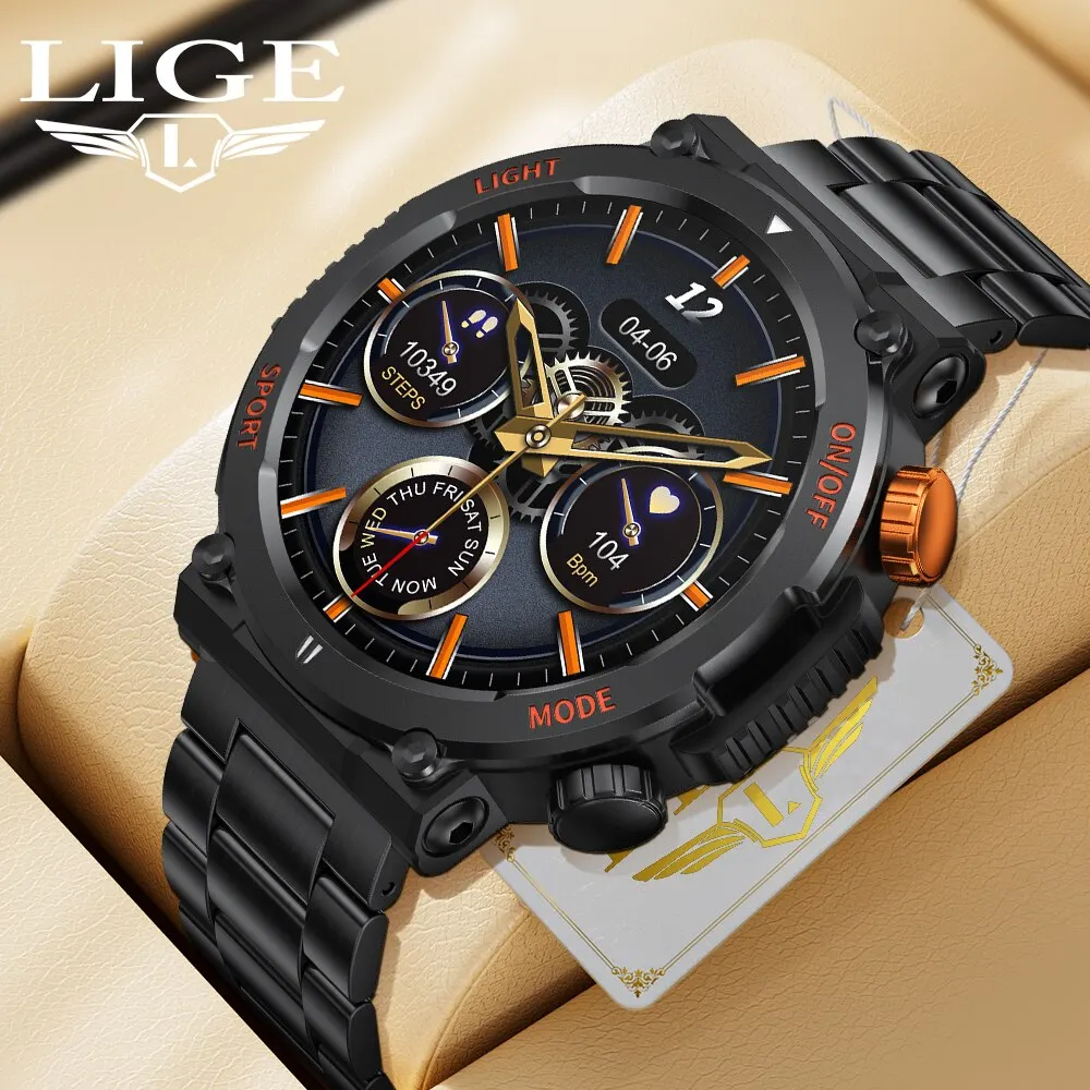 LIGE New Smart Watch Men Outdoor Sports Fitness Bracelet LED