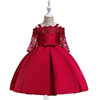 3 10y new year childrens costume one shoulder dress new kids girls vestidos embroidered lace dress performance dress tutu skirt