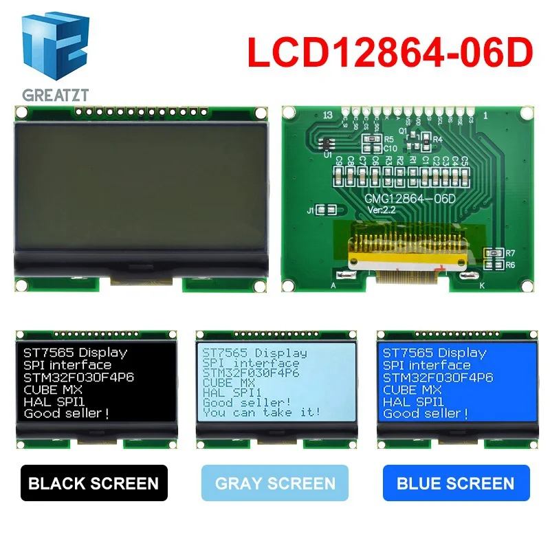 TZT Lcd12864 12864-06D 12864 ЖК-модуль COG с китайским шрифтом матричный экран интерфейс SPI