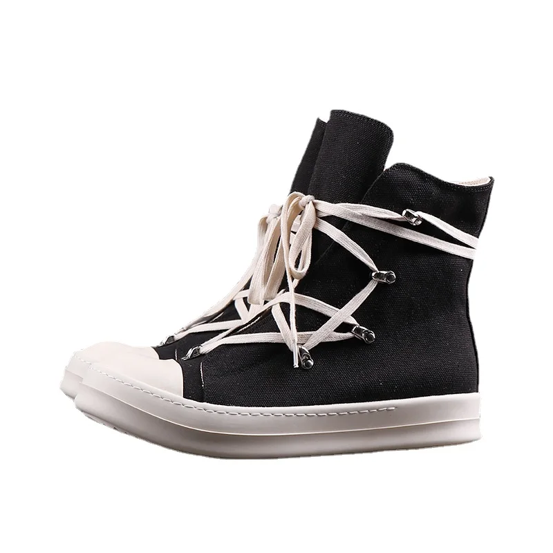 

Rmk Owews high-quality high-top shoes canvas men's woman thick sole strap pentagram plus velvet warm large size 34-48 optional