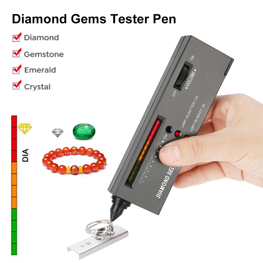 

Professional Diamond Tester Pen LED Indicator High Accuracy Jewelry Test Tool Portable Gemstone Selector Jewelry Watcher Tools