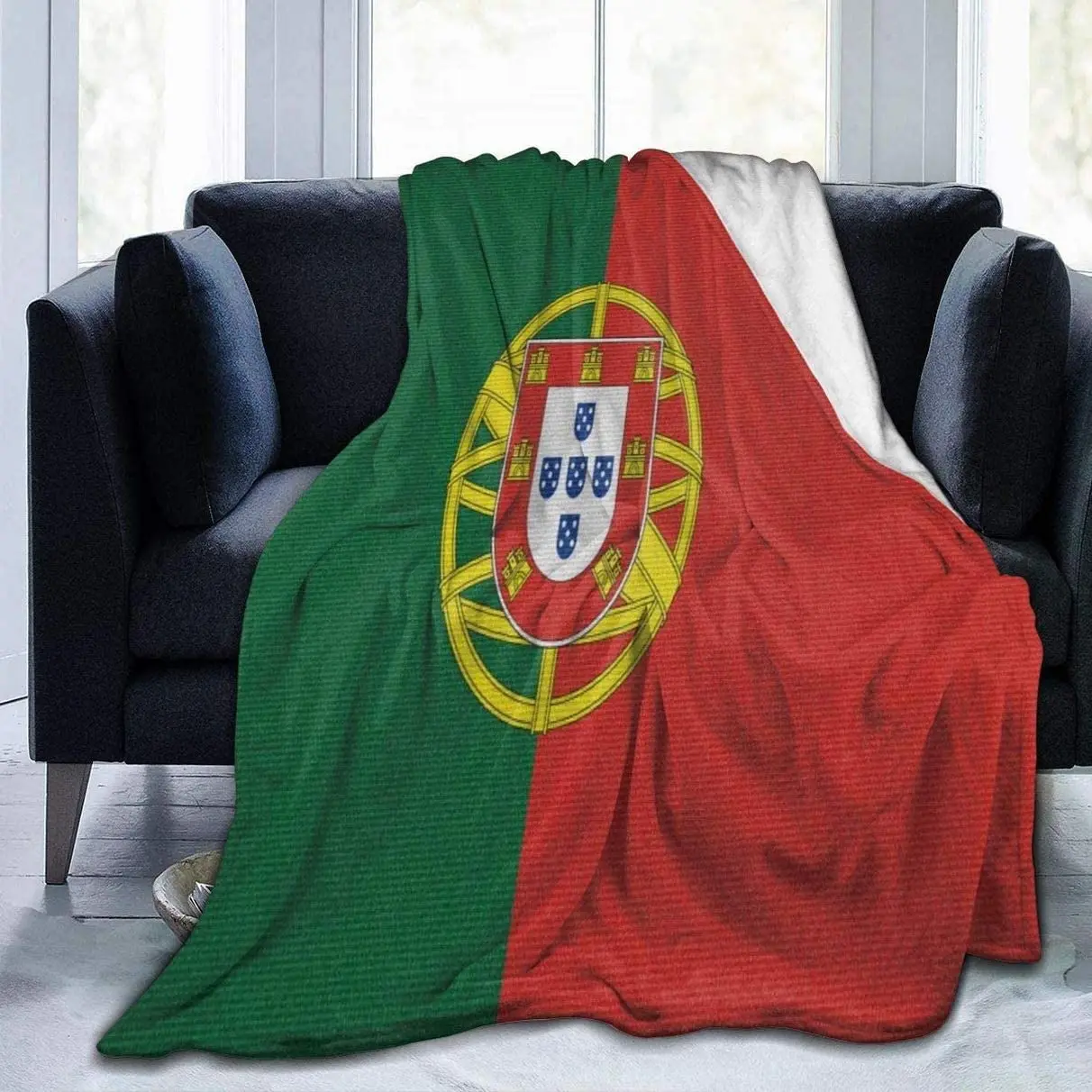 

Flannel Blanket Flag of Portugal Lightweight Cozy Bed Blanket Soft Throw Blanket fits Couch Sofa Suitable for All Season 60"x80"