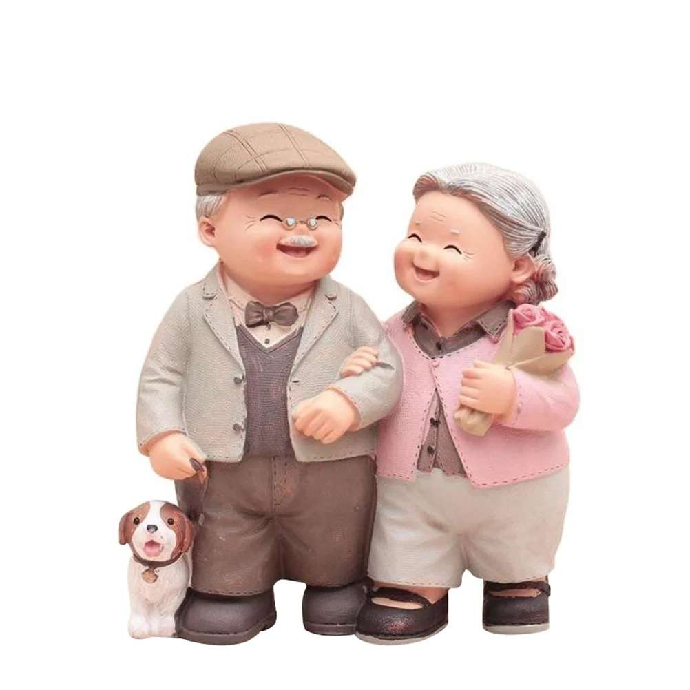 

Love Lasts Figurine Elderly Couple Birthday Wedding Living Room Resin Decoration