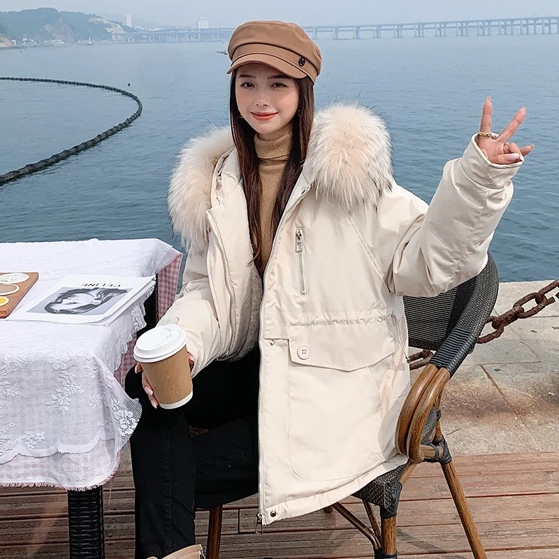 Jacket Women Winter Coat Hooded Fur Collar Outwear Cotton-padded Jacket Ladies Warm Loose Fashion Korean Style 2022 Clothes