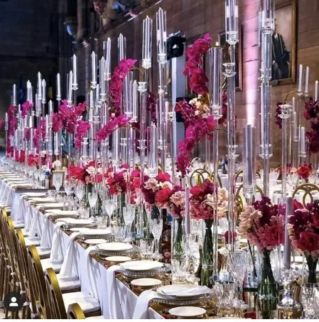 

30 pcs Wedding Table Centerpieces Dinner Light Candlestick Party Stage Pillar Tube Candelabra Tealight Crystal Candle Holder