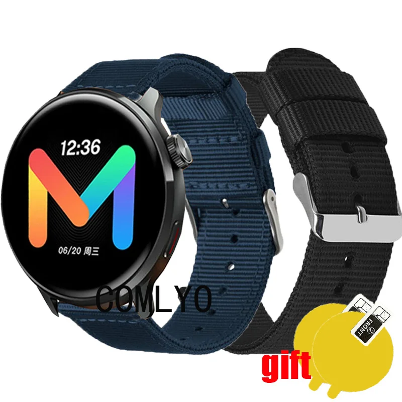 

3in1 wristband for Mibro Lite 2 smart watch Strap Nylon Canva Band Bracelet Screen Protector Film