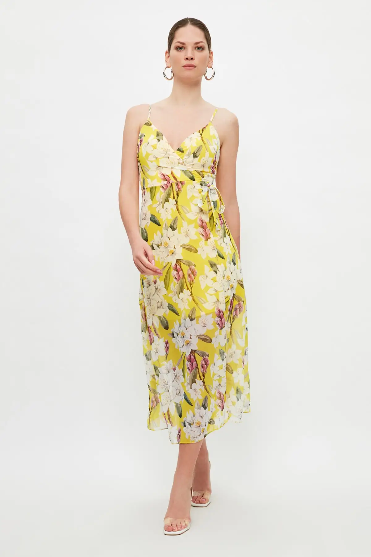 Trendyol Yellow Flower Print Dress TWOSS19EL0107 | Женская одежда