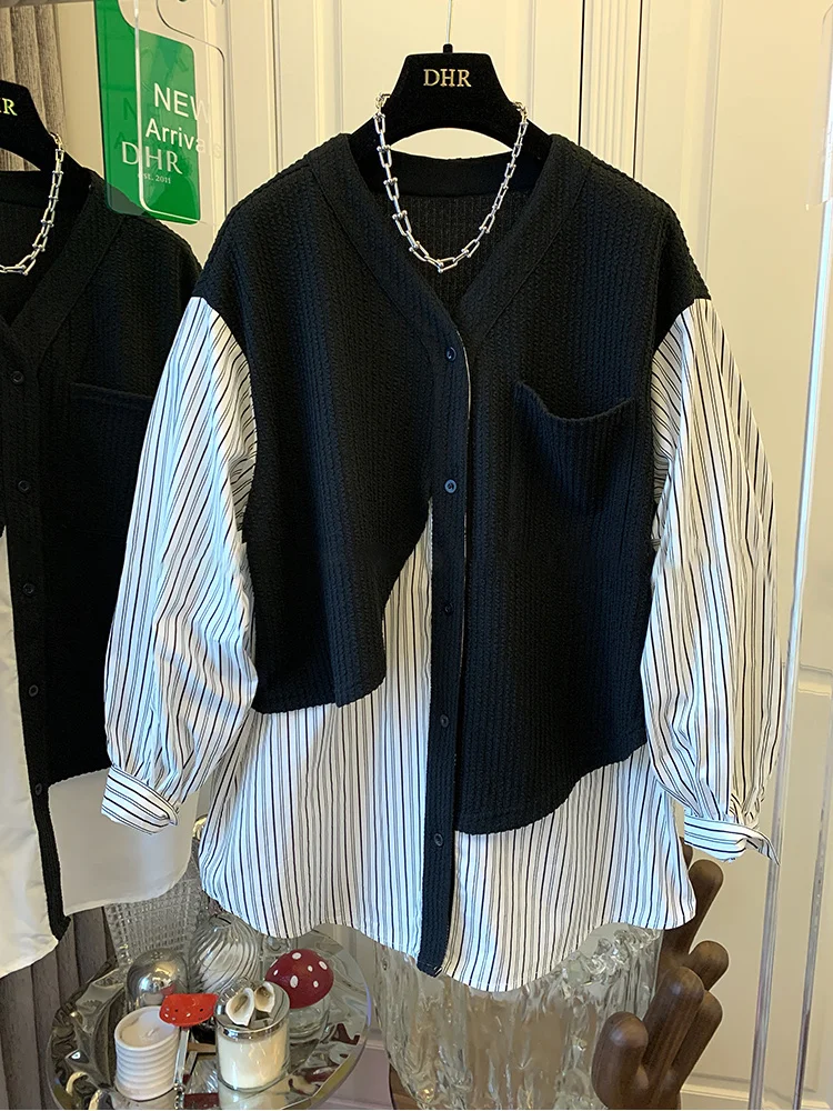 

Женская винтажная рубашка SuperAen, сшитая из двух частей, большие размеры