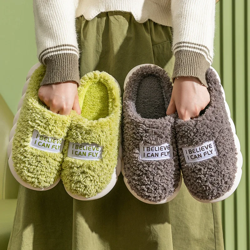2022 Winter Women Slippers Winter Home Slippers Funny Slippers Cotton Slippers Female Home Indoor Non-Slip Pair Plush Slippers