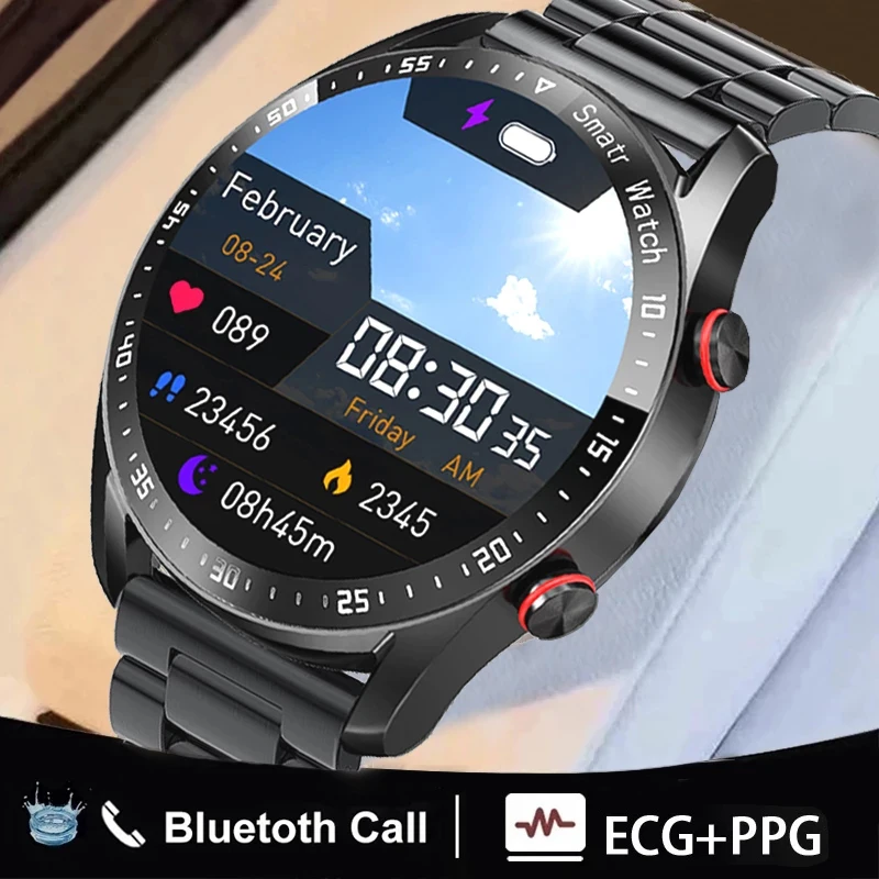 

2022 New ECG+PPG Bluetooth Call Smart Watch Men Music player Waterproof Sports Fitness Tracker Stainless Steel Strap Smartwatch