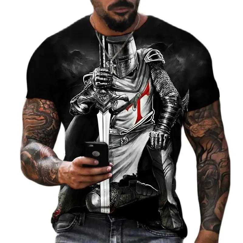 

Summer Fashion Templar 3D Printed Men's T-Shirt Street Harajuku Cross TShirt For Men Short Sleeve Oversized Tshirt Vintage Top