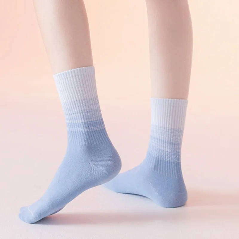 3pairs Gradient Color Socks for Women Breathable Cotton Sweat-absorbing Girls Sock Casual Comfortable High Quality Ankle Sox