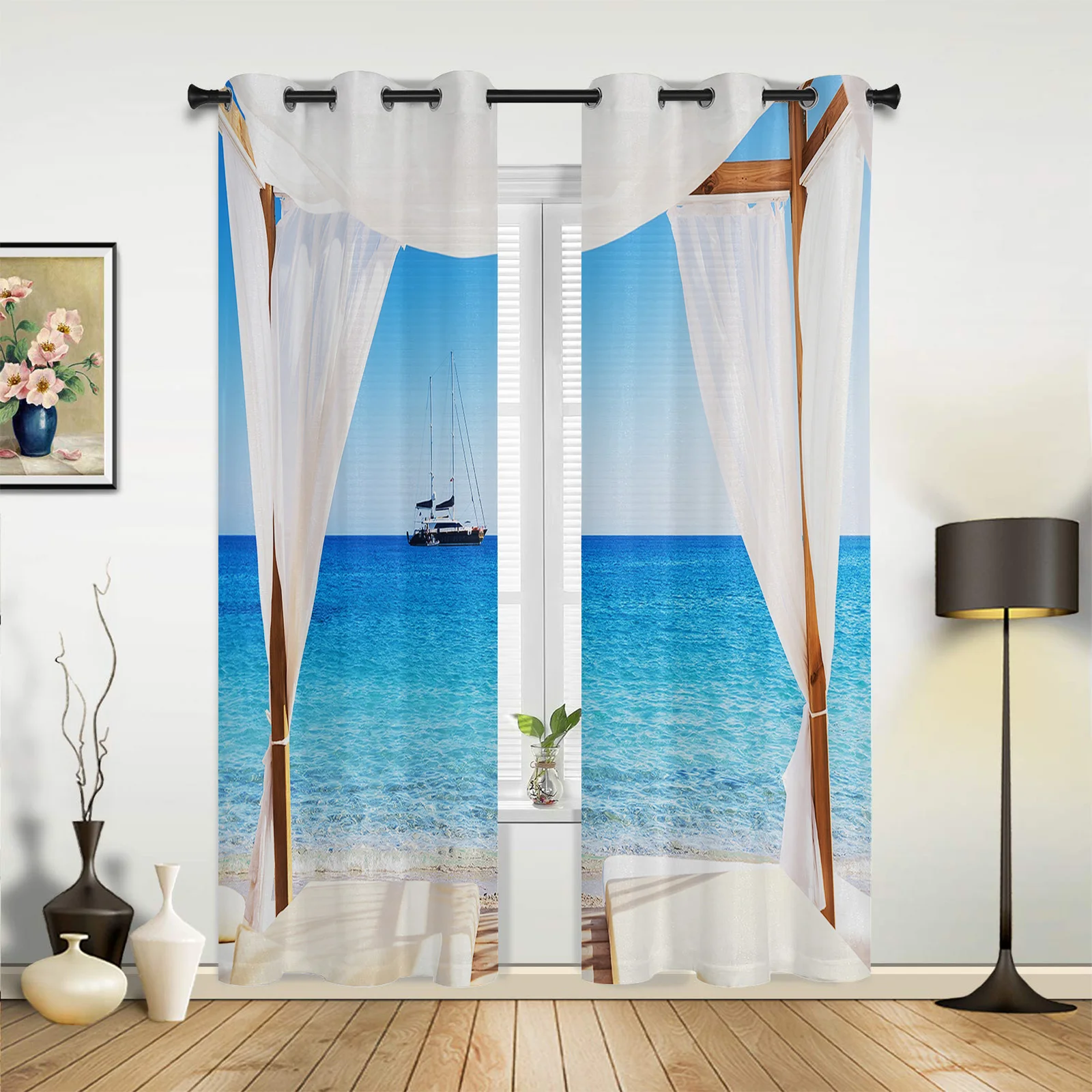 

Bali Scenery Ocean Vacation Curtains for Bedroom Living Room Drapes Kitchen Children's Room Window Curtain Modern Home Decor