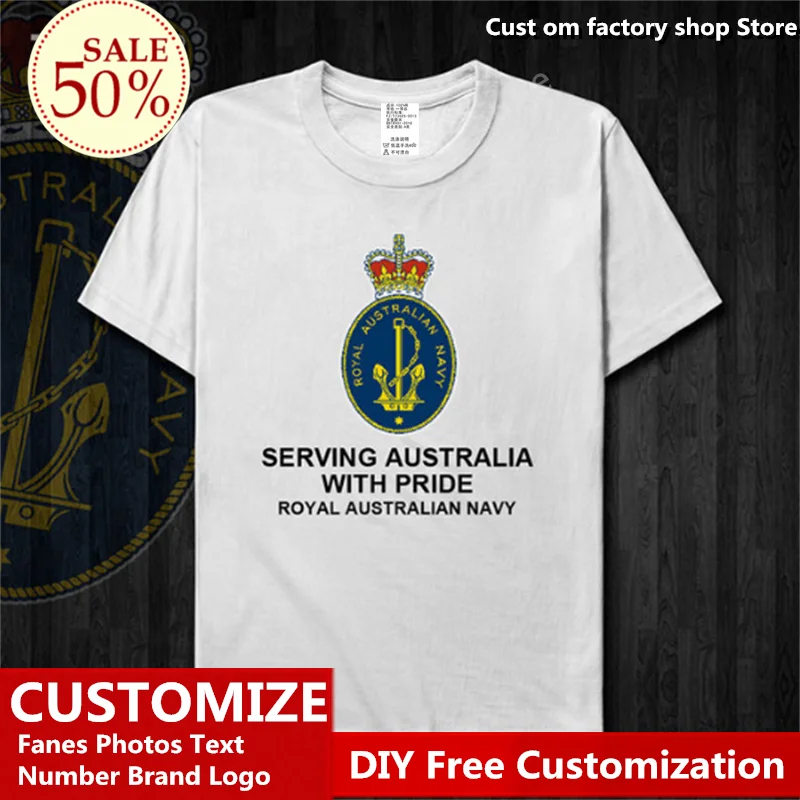 

Australia Navy T shirt Custom Jersey Fans DIY Name Number LOGO High Street Fashion Hip Hop Loose Casual T-shirt
