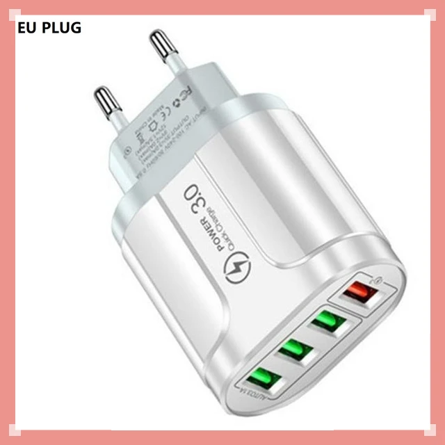 

USB Fast Charger QC 3.0 Wall Charging For iPhone 12 11 For Samsung for Xiaomi Mobile 4 Ports EU US Plug Adapter Travel