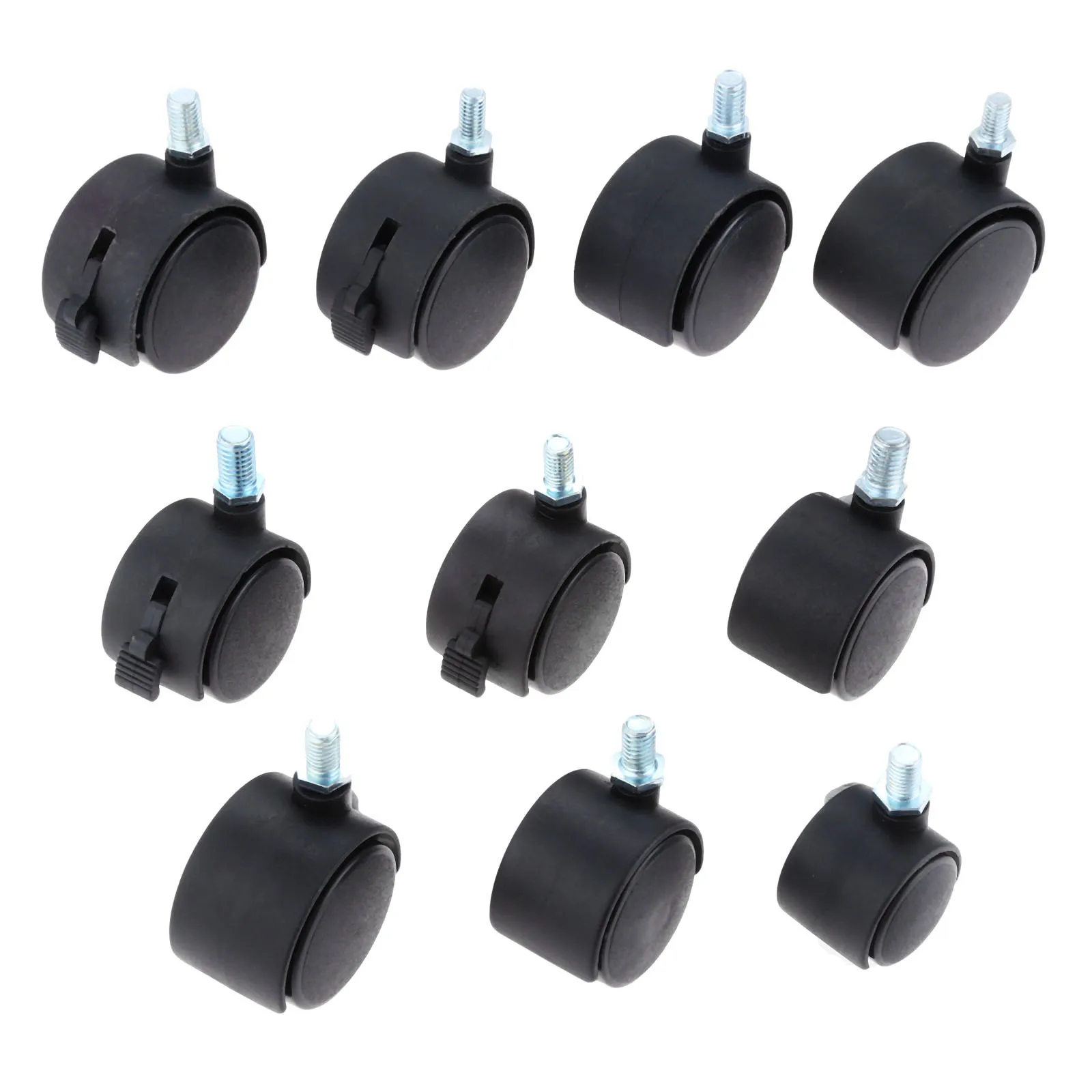 Sliding Wheel Swivel Casters 1/1.25/1.5/2 Inch Rubber 360 Degrees Rotating Rolling Office Computer Chair Hold M8/M10 screws