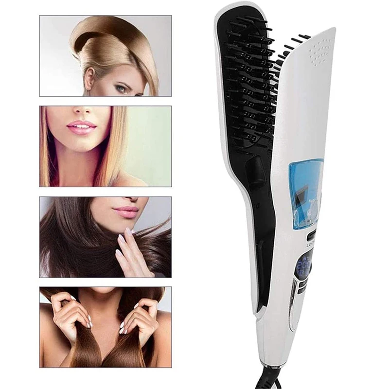 

Hair Comb Steam Hair Straightener Lcd Display Hair Brush 450F Ceramic Vapor Flat Iron Type Steampod Straightening Comb