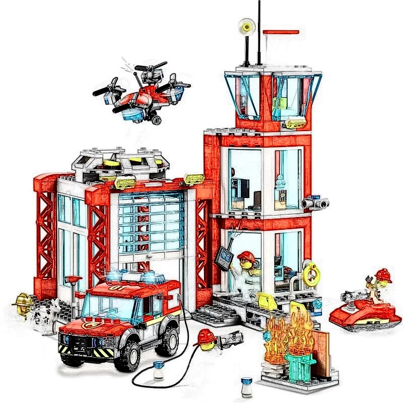 Конструктор пожарная станция 985 блоков совместимый с 60215