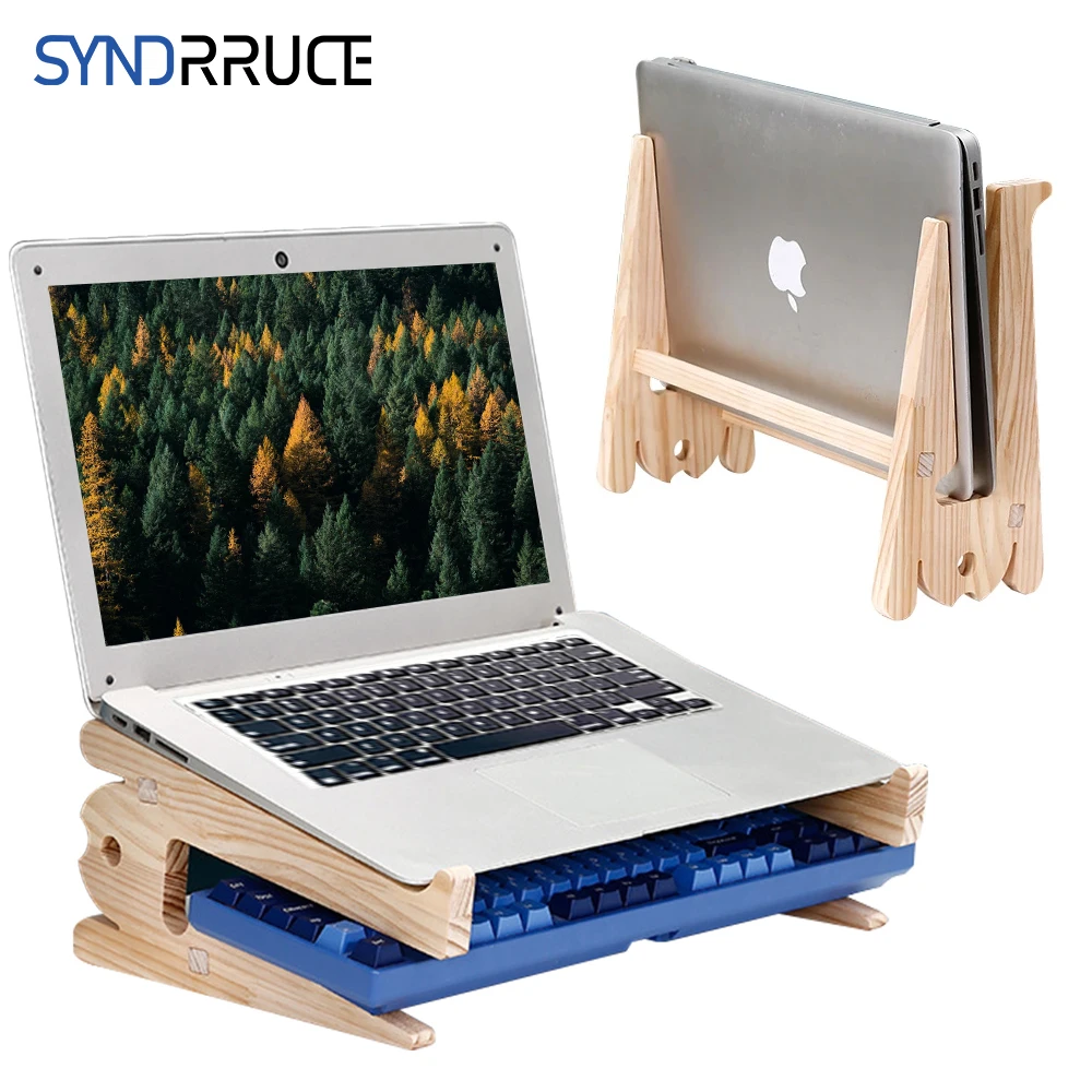 Accessori per Notebook in legno rimovibili per scrivania supporto per Laptop universale in legno da 10-17 pollici Macbook Air Pro 13 15